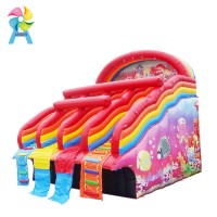 2018 hot-sale Rainbow Inflatable Water Slides used with swimming pool