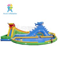 Commercial Dragon and shark Inflatable Water Slide With Small Pool